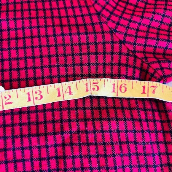 J Jill | Red Ponte Knit Top Black Plaid Boatneck Long Sleeve Petite Small - Picture 8 of 9